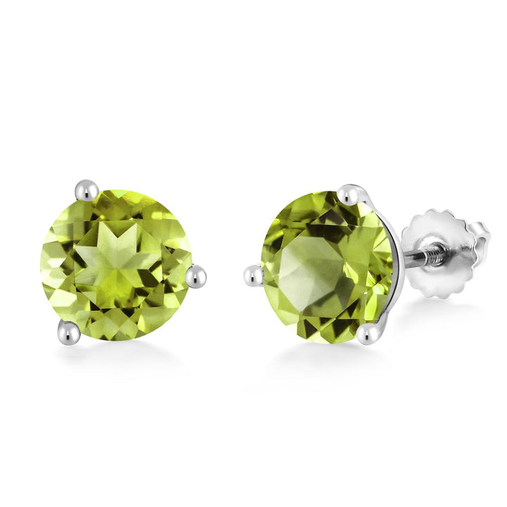 Peridot - August_Earrings in 10K White Gold