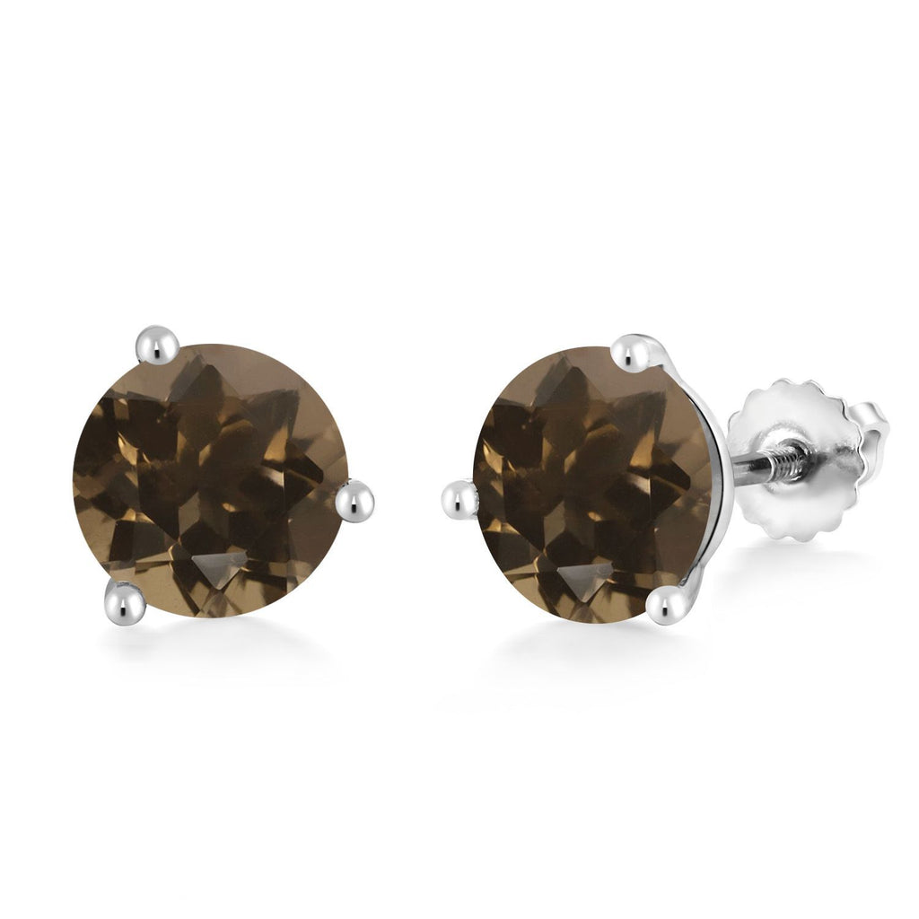 Smoky Quartz_Earrings in 14K White Gold