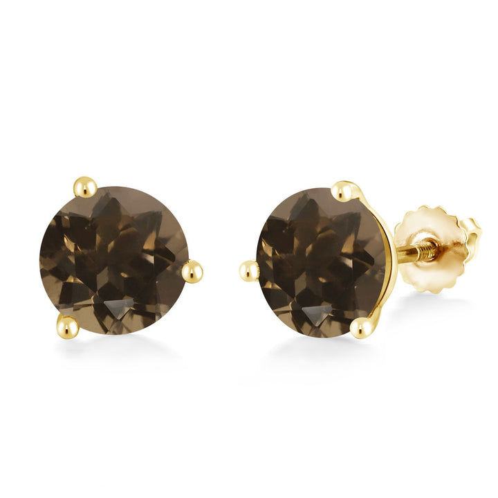 Smoky Quartz_Earrings in 14K Yellow Gold