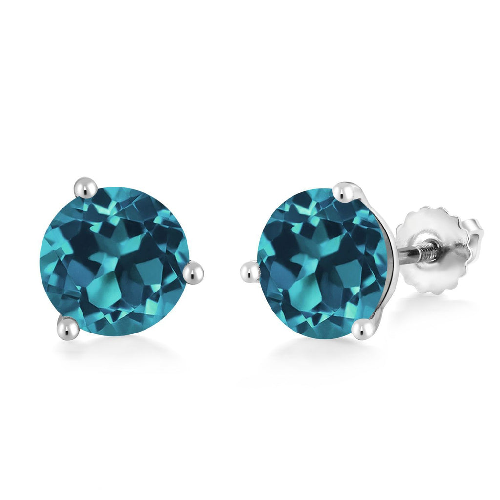 London Blue Topaz - November_Earrings in 14K White Gold