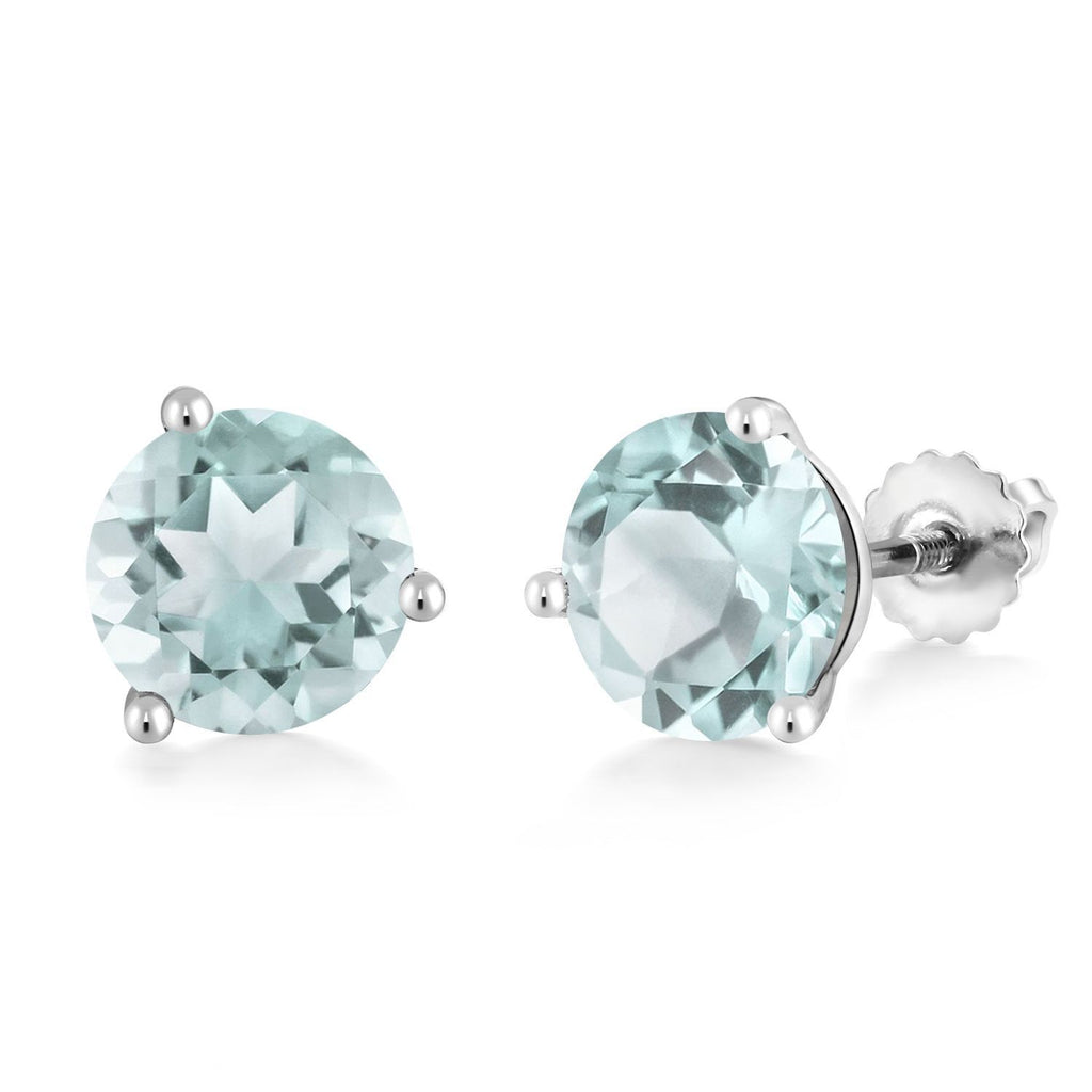 Sky Blue Topaz - November_Earrings in 14K White Gold