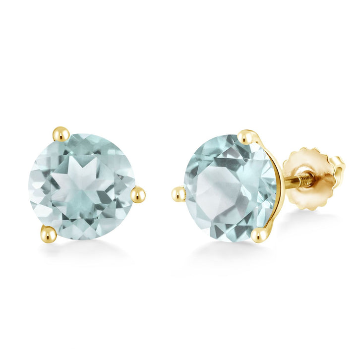 Sky Blue Topaz - November_Earrings in 14K Yellow Gold