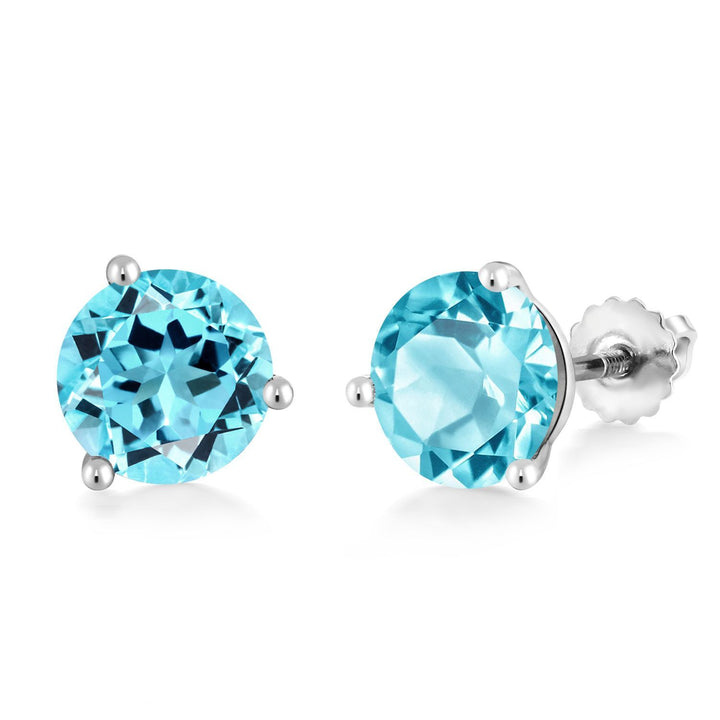Swiss Blue Topaz - November_Earrings in 10K White Gold