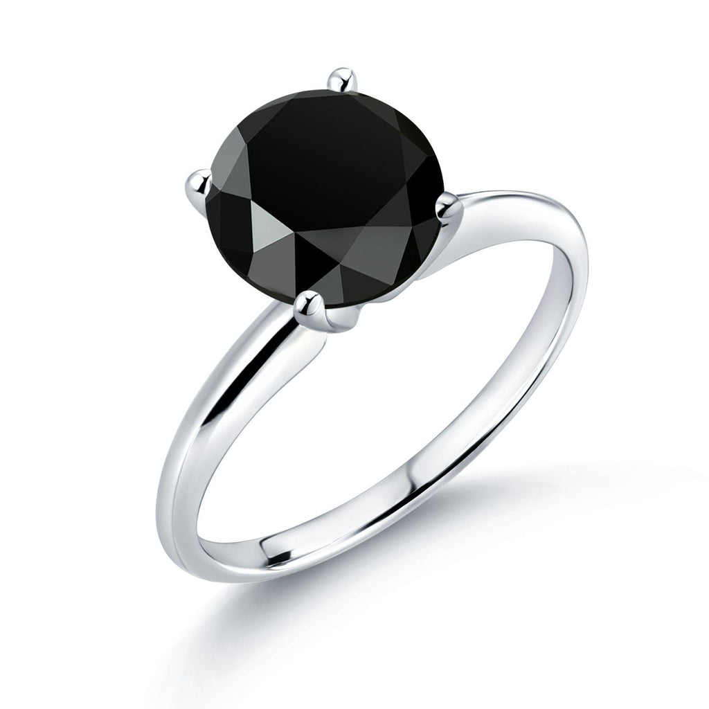 Gem Stone King 14K White Gold Gemstone Birthstone Solitaire Engagement Ring For Women | 8MM Round | Wedding Anniversary Promise Gold Ring