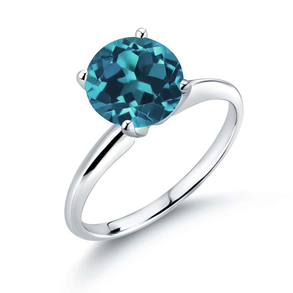 London Blue Topaz - November_8_Ring in 14K White Gold