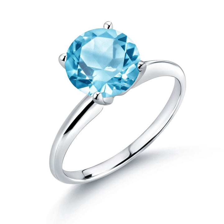 Swiss Blue Topaz - November_5_Ring in 14K White Gold