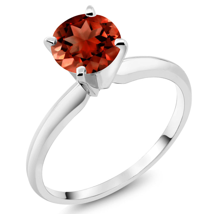 14K White Gold Red Garnet Solitaire Engagement 4-Prong Ring For Women | 1.00 Cttw | Round 6MM | Gemstone January Birthstone | Available In Size 5, 6, 7, 8, 9