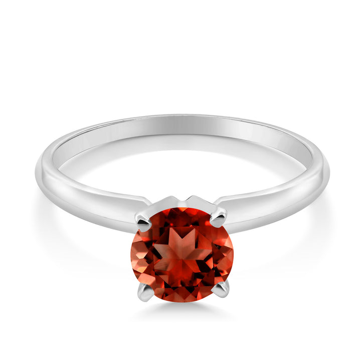 14K White Gold Red Garnet Solitaire Engagement 4-Prong Ring For Women | 1.00 Cttw | Round 6MM | Gemstone January Birthstone | Available In Size 5, 6, 7, 8, 9