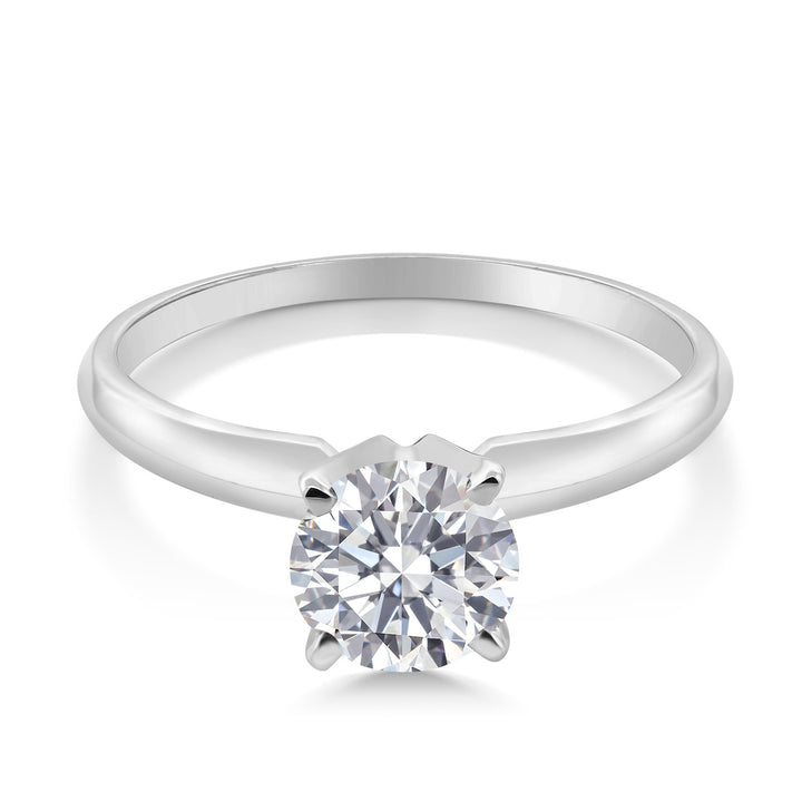 14K White Gold E-F Lab Grown Diamond Solitaire Engagement 4-Prong Ring For Women | 1.00 Cttw | Round 6MM | Gemstone Birthstone | Available In Size 5, 6, 7, 8, 9