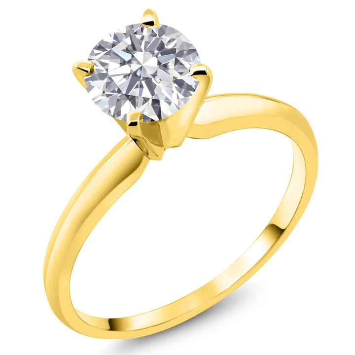 14K Yellow Gold E-F Lab Grown Diamond Solitaire Engagement 4-Prong Ring For Women | 1.00 Cttw | Round 6MM | Gemstone Birthstone | Available In Size 5, 6, 7, 8, 9