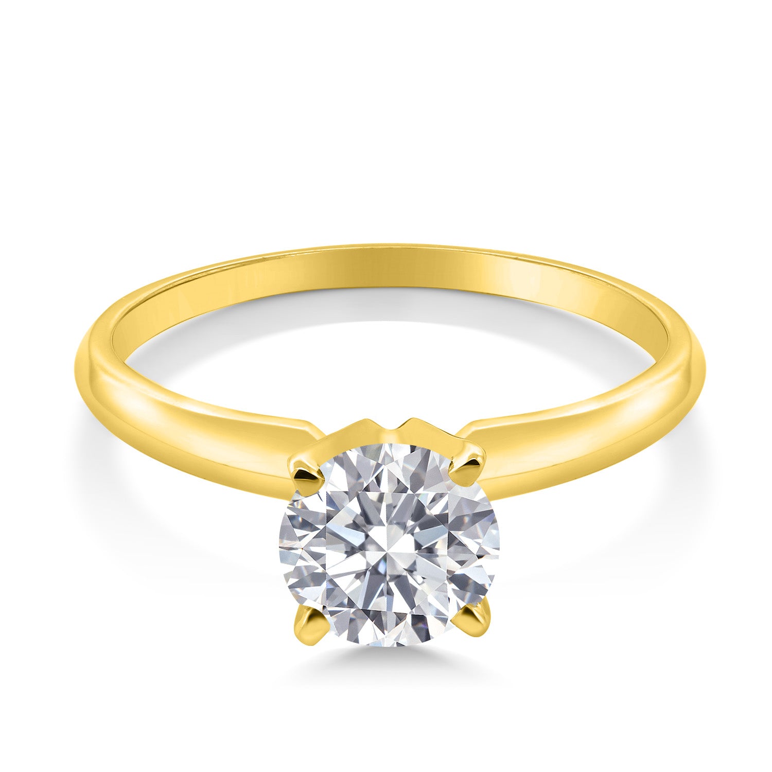 14K Yellow Gold E-F Lab Grown Diamond Solitaire Engagement 4-Prong Ring For Women | 1.00 Cttw | Round 6MM | Gemstone Birthstone | Available In Size 5, 6, 7, 8, 9