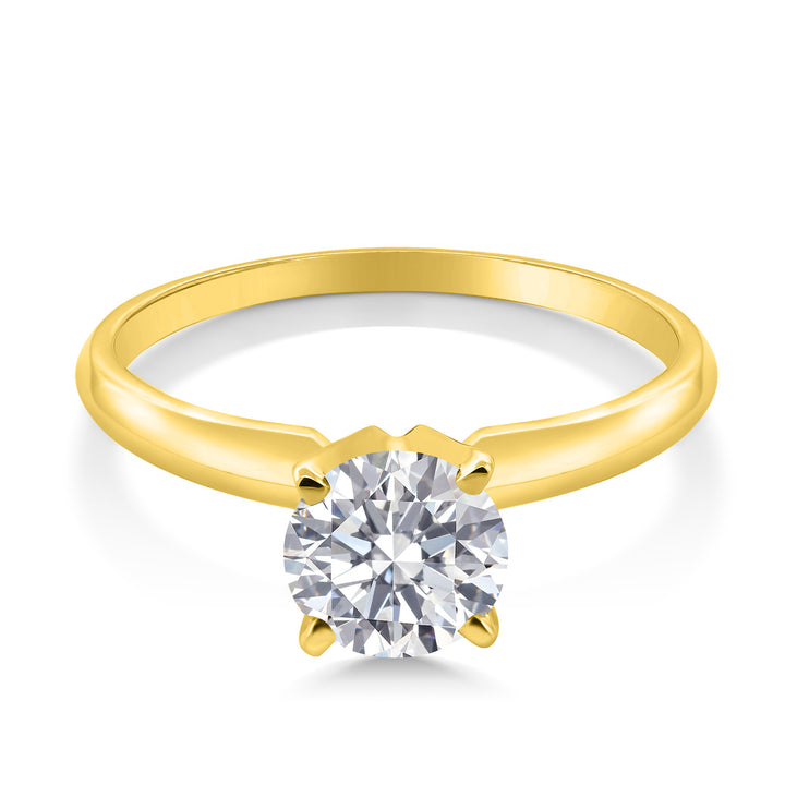 14K Yellow Gold E-F Lab Grown Diamond Solitaire Engagement 4-Prong Ring For Women | 1.00 Cttw | Round 6MM | Gemstone Birthstone | Available In Size 5, 6, 7, 8, 9