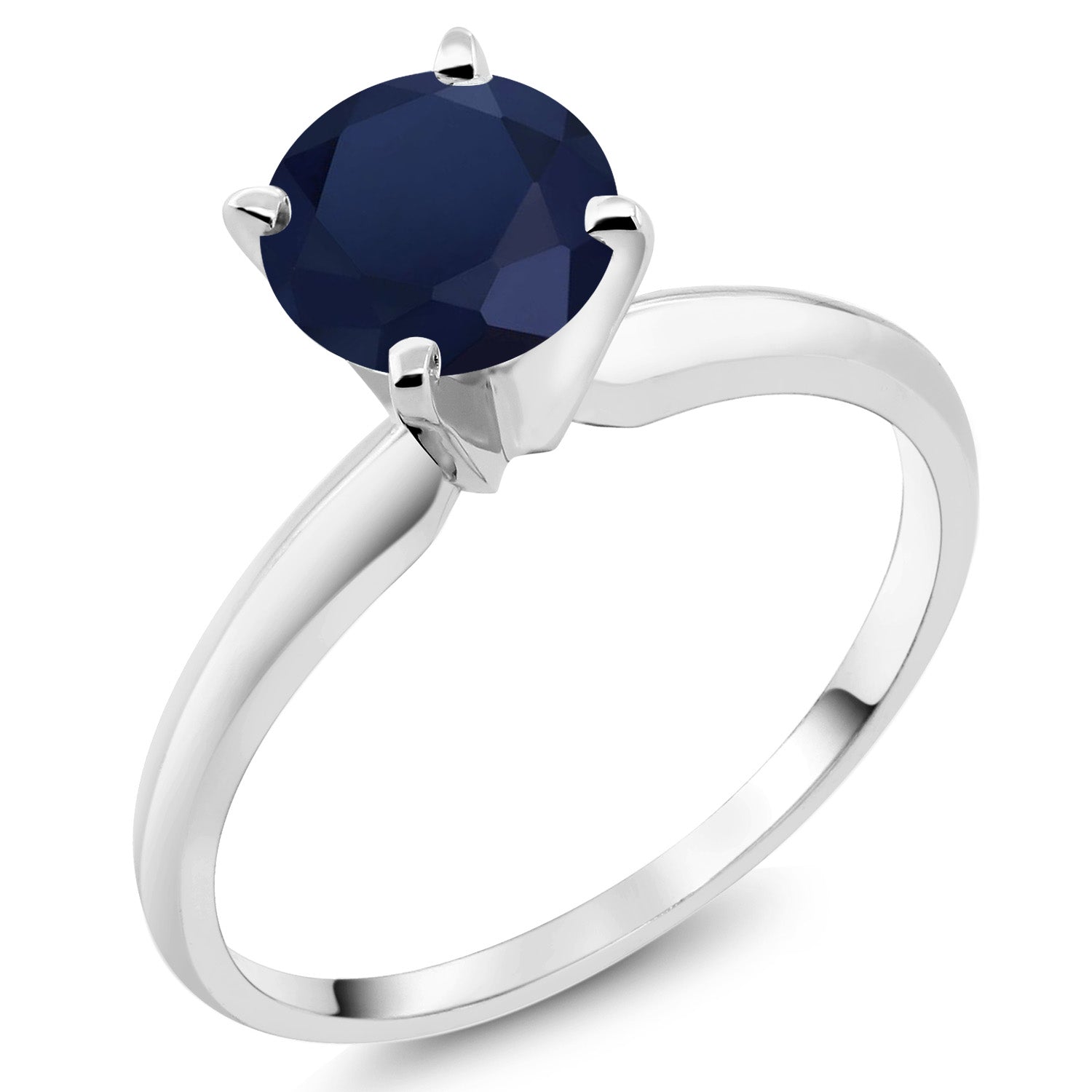 14K White Gold Blue Sapphire Solitaire Engagement 4-Prong Ring For Women | 1.10 Cttw | Round 6MM | Gemstone September Birthstone | Available In Size 5, 6, 7, 8, 9