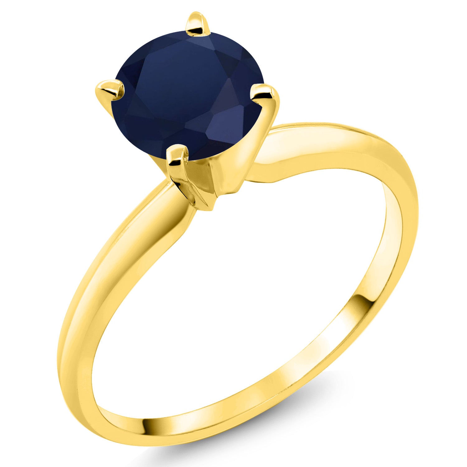 14K Yellow Gold Blue Sapphire Solitaire Engagement 4-Prong Ring For Women | 1.10 Cttw | Round 6MM | Gemstone September Birthstone | Available In Size 5, 6, 7, 8, 9