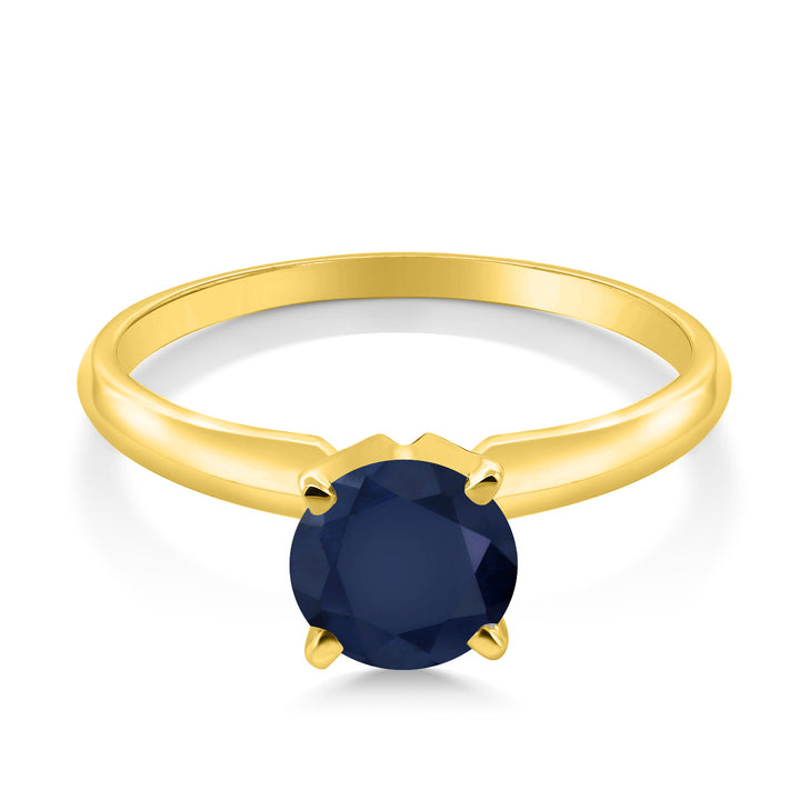 14K Yellow Gold Blue Sapphire Solitaire Engagement 4-Prong Ring For Women | 1.10 Cttw | Round 6MM | Gemstone September Birthstone | Available In Size 5, 6, 7, 8, 9