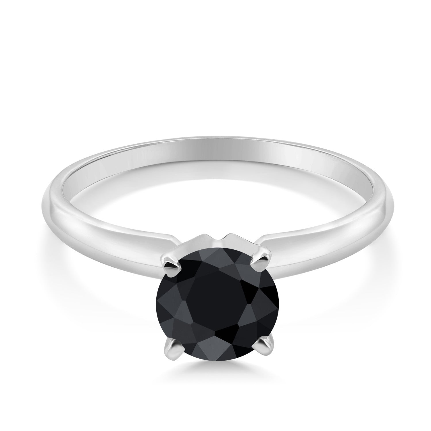 14K White Gold Black Sapphire Solitaire Engagement 4-Prong Ring For Women | 1.15 Cttw | Round 6MM | Gemstone September Birthstone | Available In Size 5, 6, 7, 8, 9