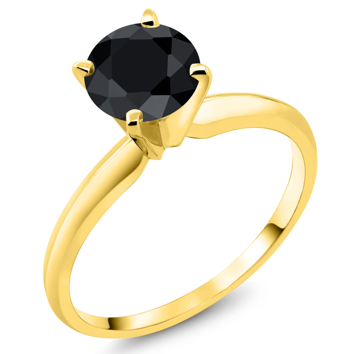 14K Yellow Gold Black Sapphire Solitaire Engagement 4-Prong Ring For Women | 1.15 Cttw | Round 6MM | Gemstone September Birthstone | Available In Size 5, 6, 7, 8, 9