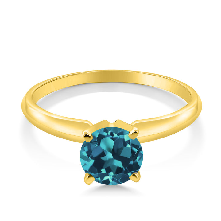 14K Yellow Gold London Blue Topaz Solitaire Engagement 4-Prong Ring For Women | 1.10 Cttw | Round 6MM | Gemstone November Birthstone | Available In Size 5, 6, 7, 8, 9