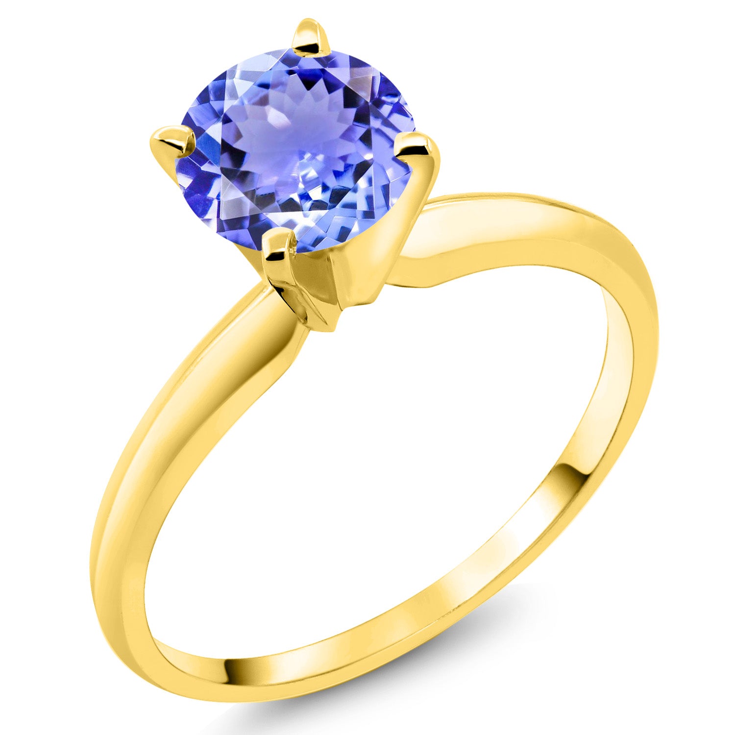 14K Yellow Gold Blue Tanzanite Solitaire Engagement 4-Prong Ring For Women | 0.90 Cttw | Round 6MM | Gemstone December Birthstone | Available In Size 5, 6, 7, 8, 9