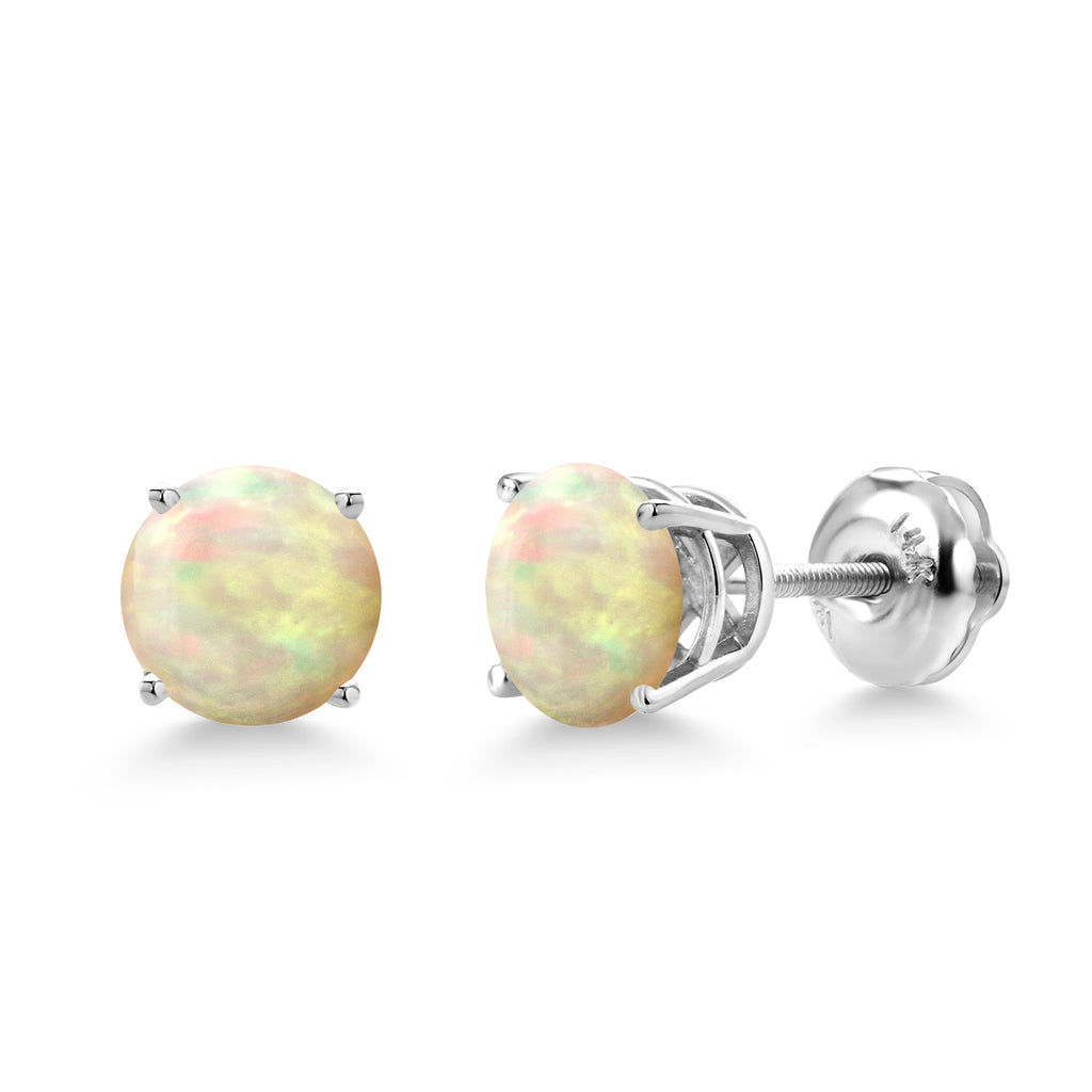 Ethiopian Opal - October_Earrings in 14K White Gold