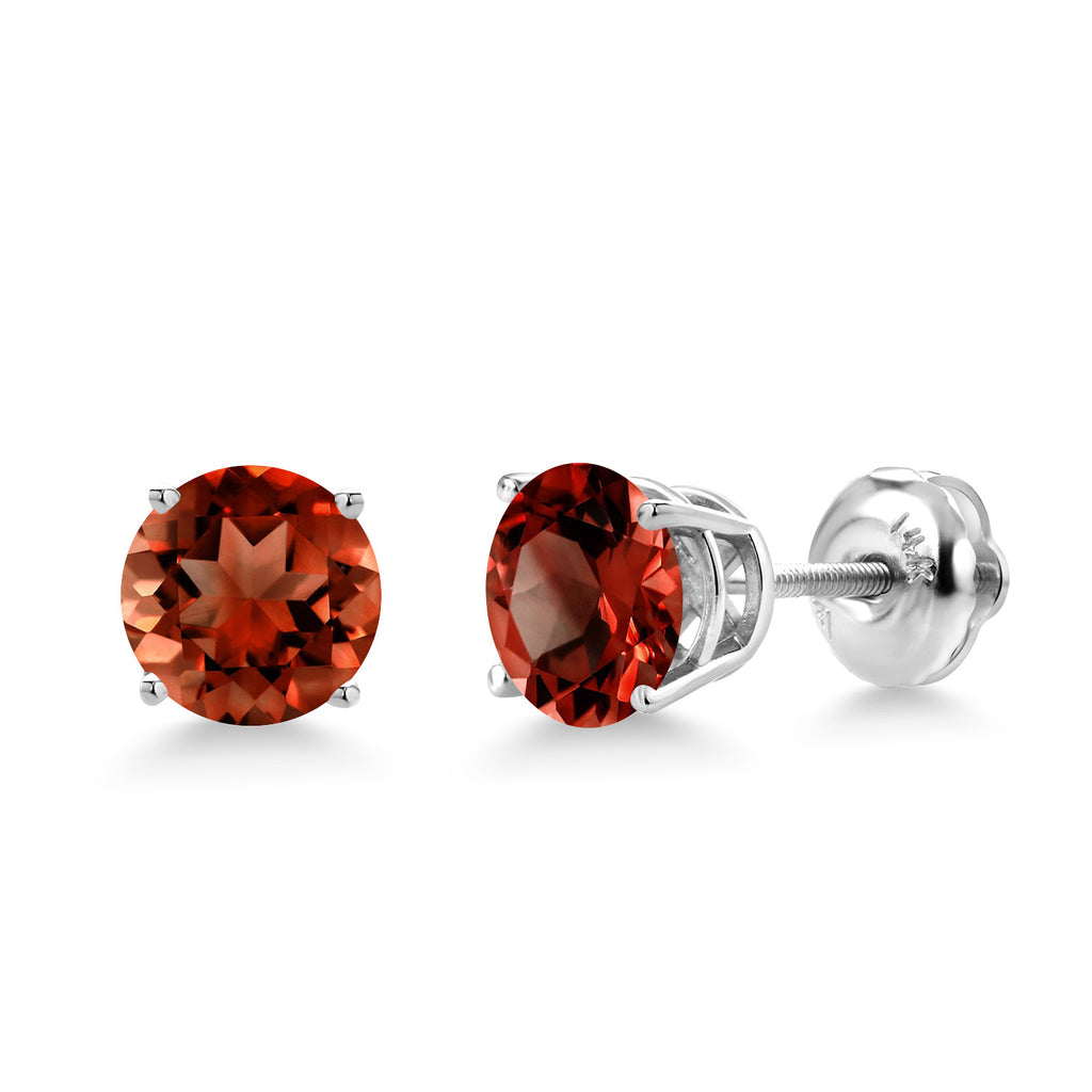 Garnet - January_Earrings in 14K White Gold
