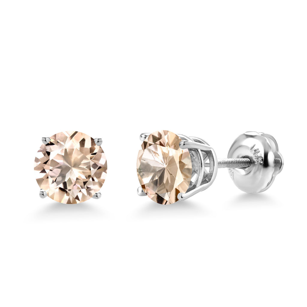 Morganite - October_Earrings in 14K White Gold