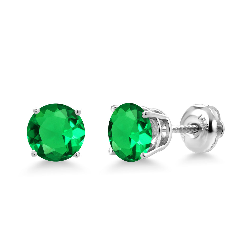 Nano Emerald - May_Earrings in 14K White Gold