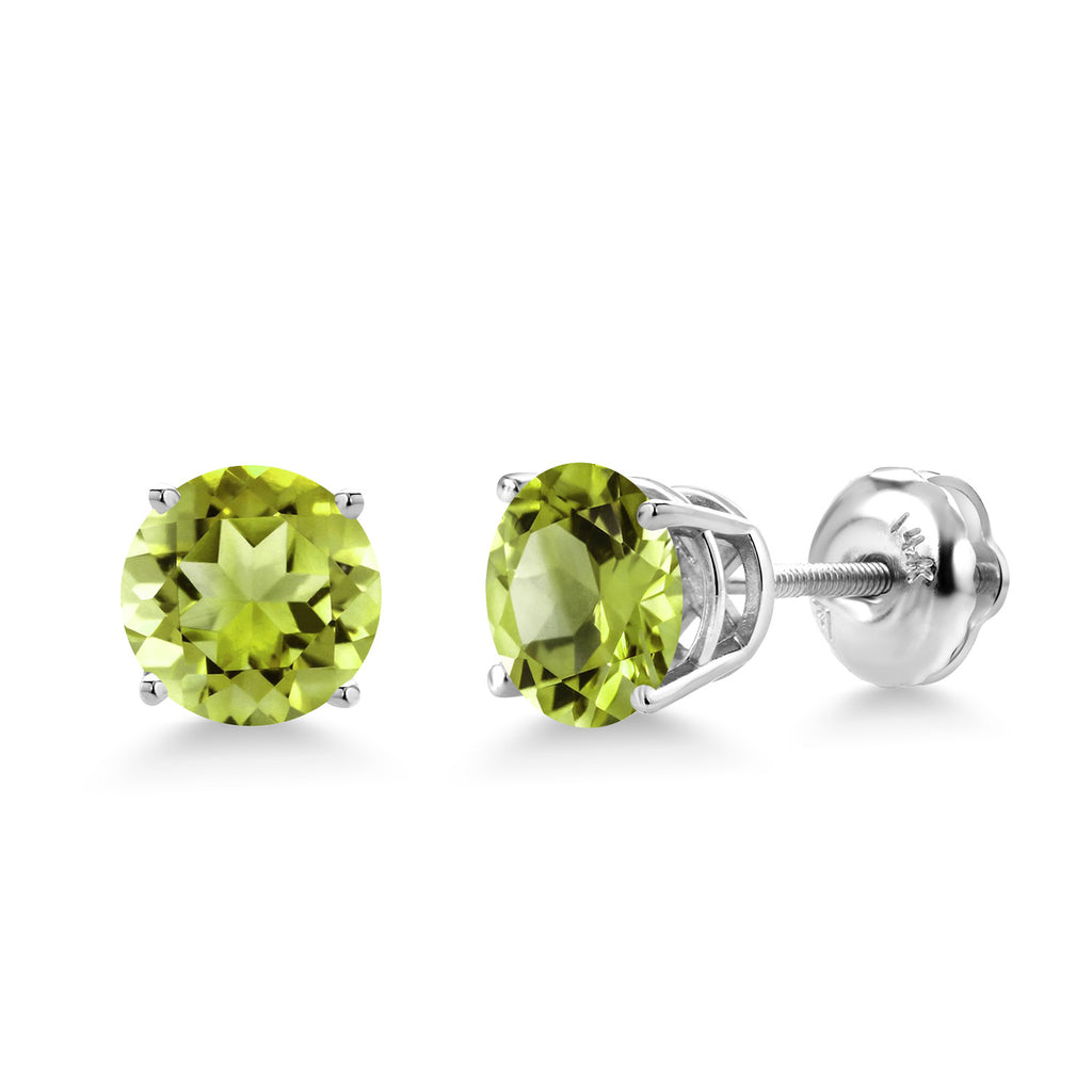 Peridot - August_Earrings in 14K White Gold