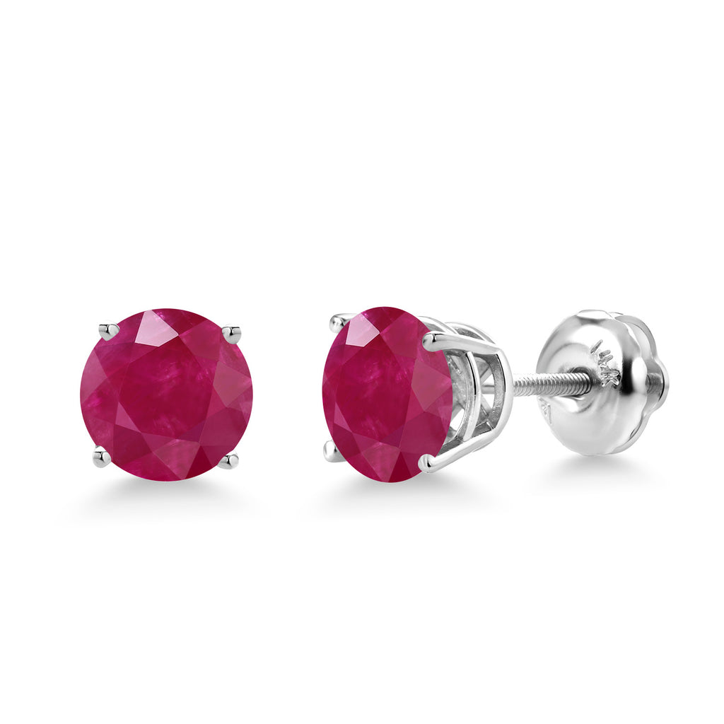 Ruby - July_Earrings in 14K White Gold