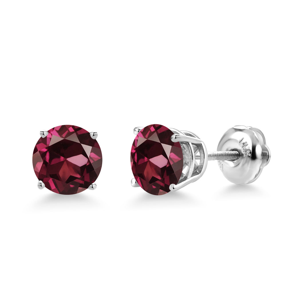 Rhodolite Garnet_Earrings in 14K White Gold
