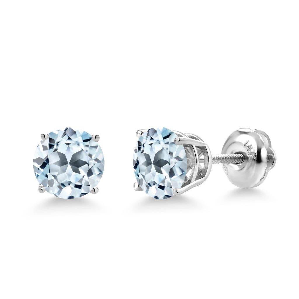 Sky Blue Topaz - November_Earrings in 14K White Gold
