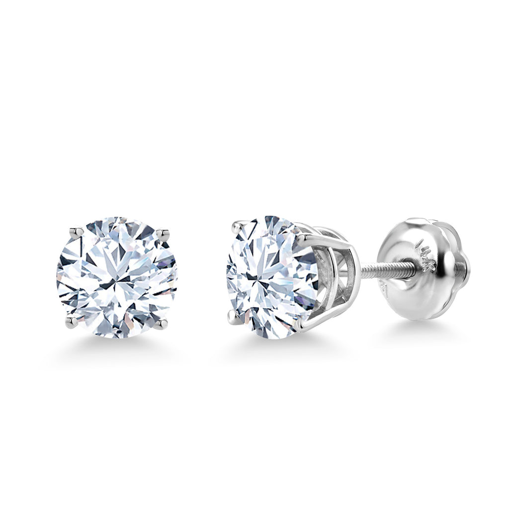 White Created Sapphire - September_Earrings in 14K White Gold