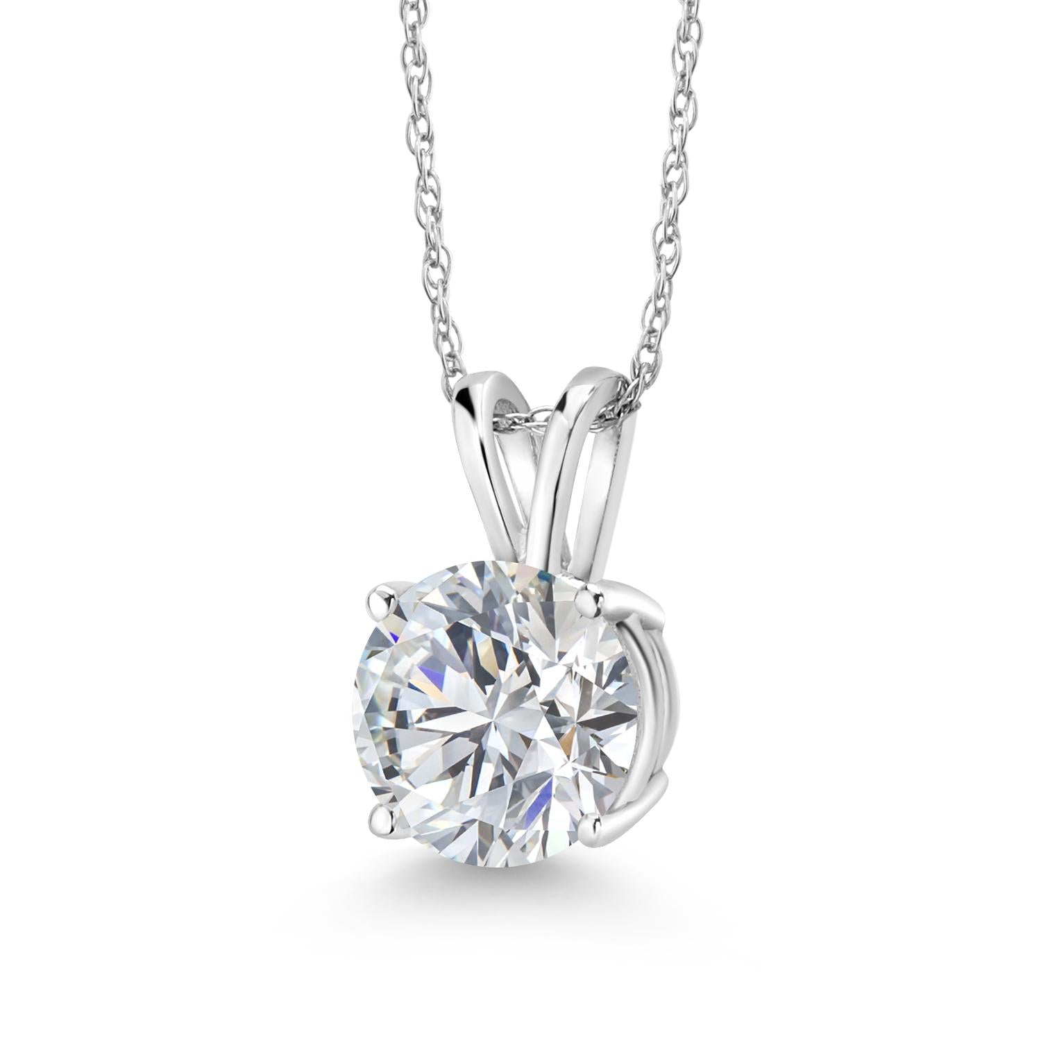 2 Ct Round Cut 14K White Gold IGI Certified Lab Grown Diamond Pendant Necklace | F-G Color | VS1 Clarity | Gold Necklace For Women | With 18 Inch Gold Chain