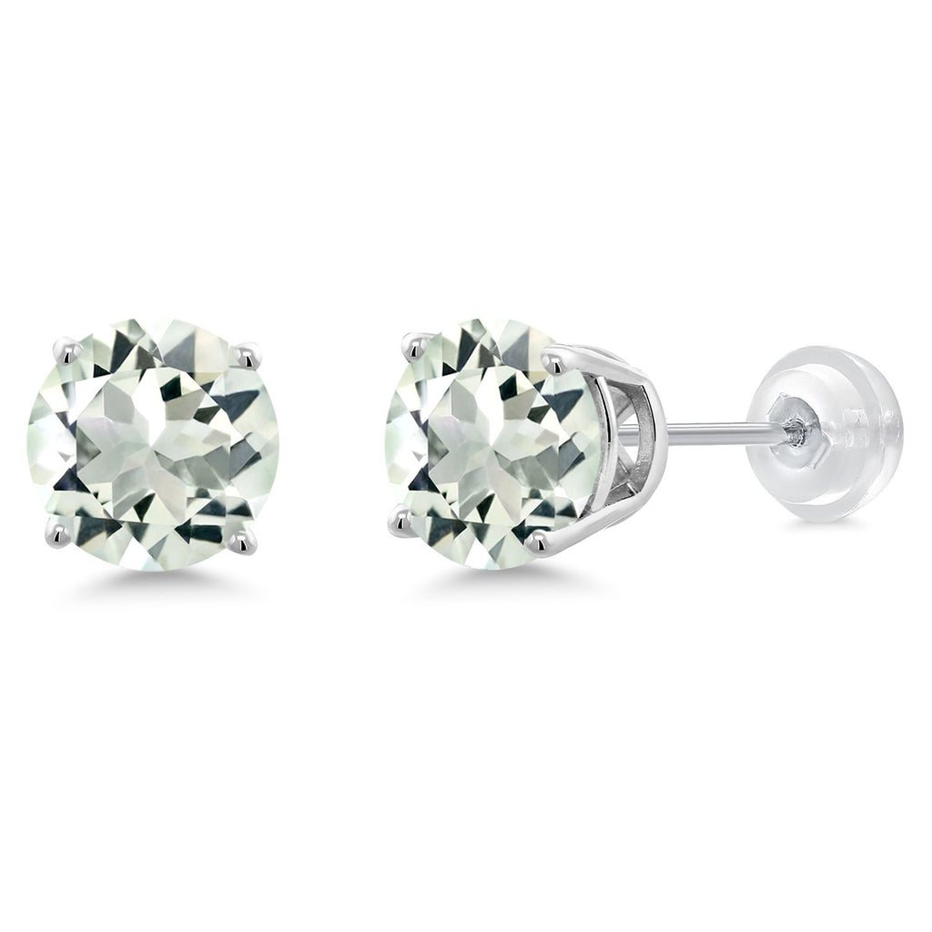 Gem Stone King 14K Gold Round Gemstone Birthstone Stud Earrings | Round 8MM | Solid Gold Earrings For Women Men