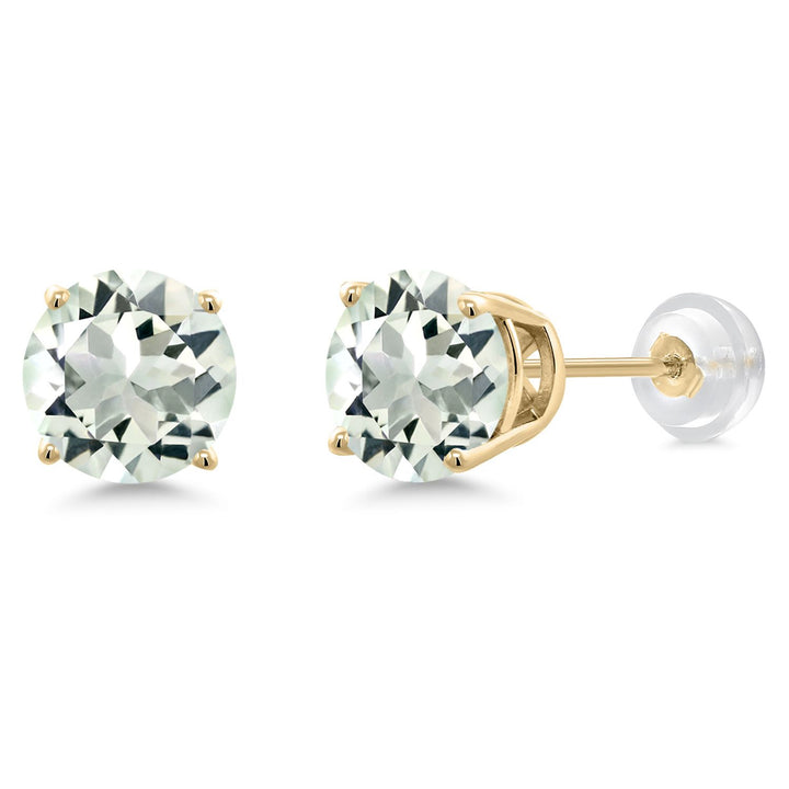 Gem Stone King 14K Gold Round Gemstone Birthstone Stud Earrings | Round 8MM | Solid Gold Earrings For Women Men