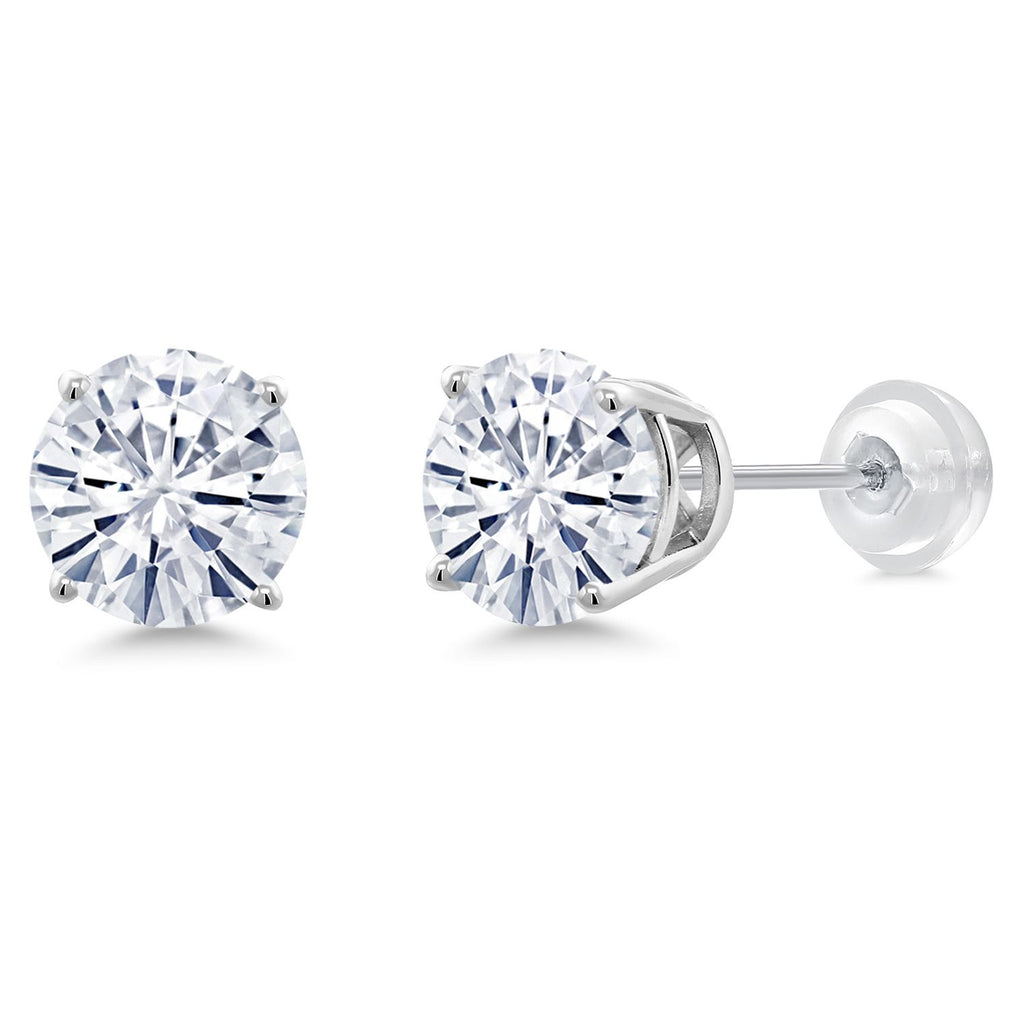 Gem Stone King 14K Gold Round Gemstone Birthstone Stud Earrings | Round 8MM | Solid Gold Earrings For Women Men