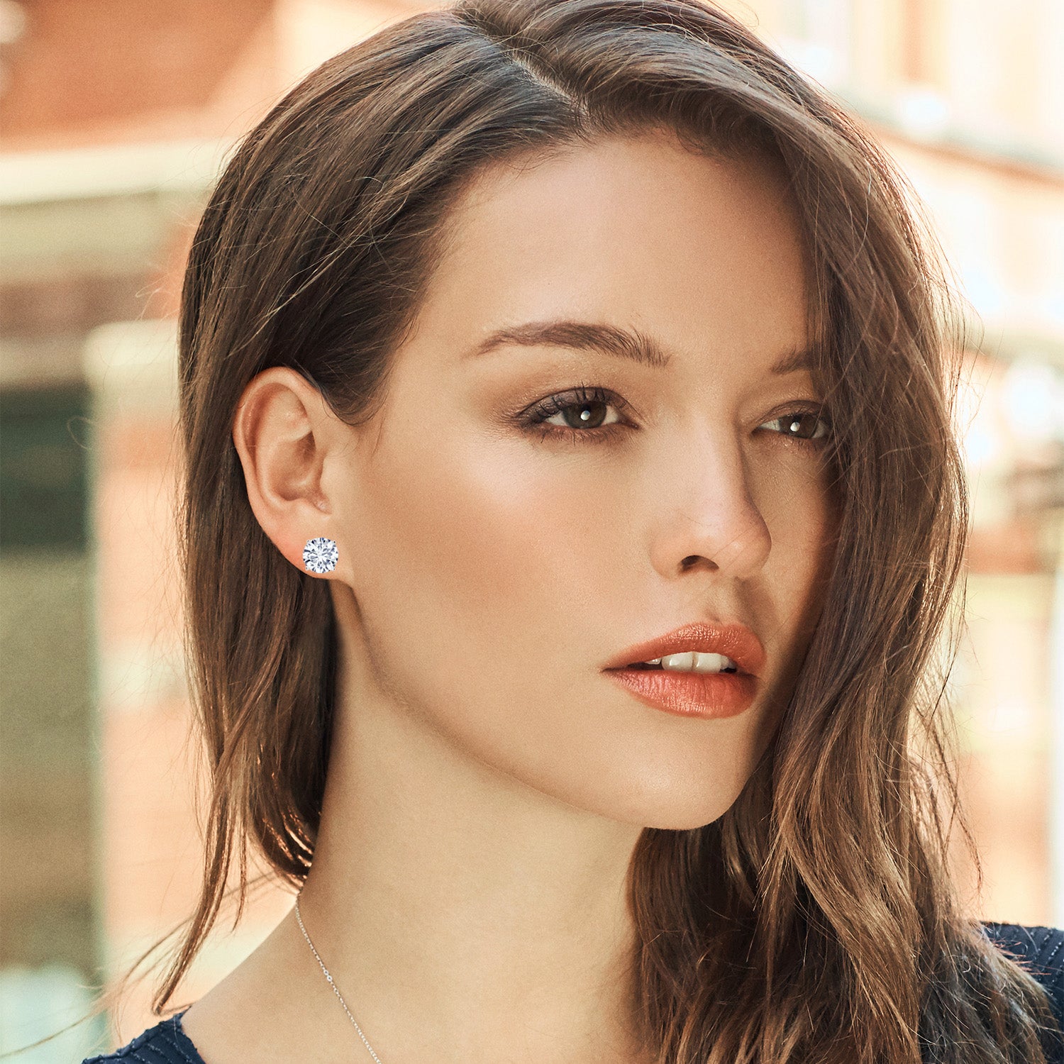 White Moissanite - April_14K White Gold_Earrings in 14K White Gold