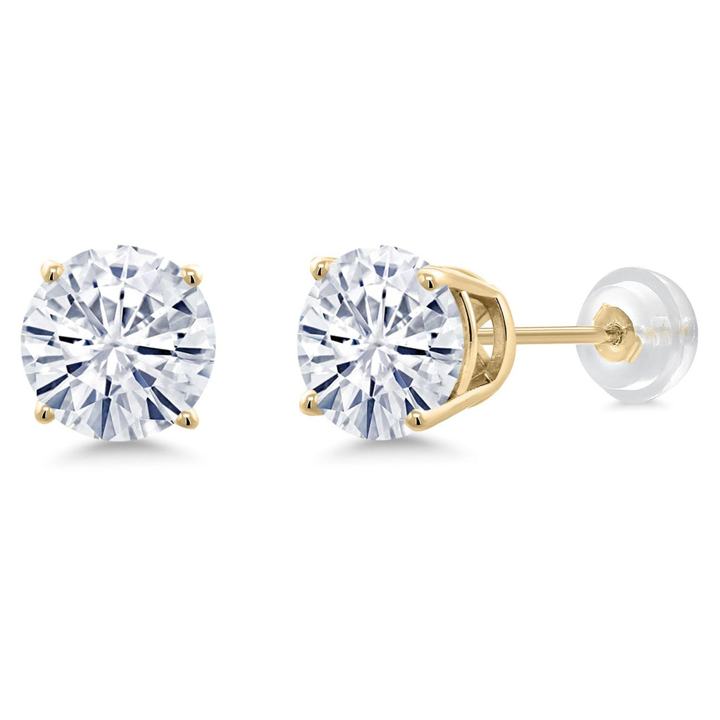 White Moissanite - April_14K Yellow Gold_Earrings in 14K Yellow Gold