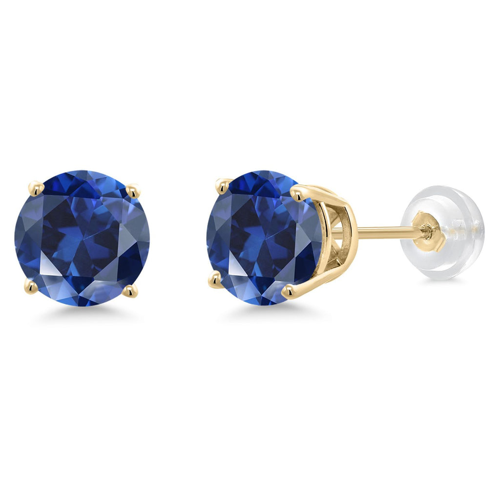 Blue Created Sapphire - September_14K Yellow Gold_Earrings in 14K Yellow Gold