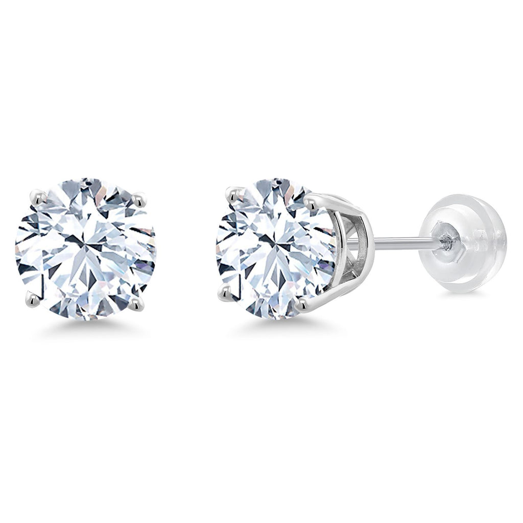 Gem Stone King 14K Gold Round Gemstone Birthstone Stud Earrings | Round 8MM | Solid Gold Earrings For Women Men