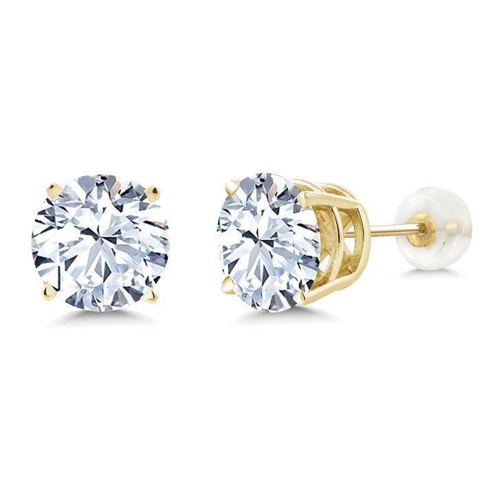 White Zirconia_14K Yellow Gold_Earrings in 14K Yellow Gold
