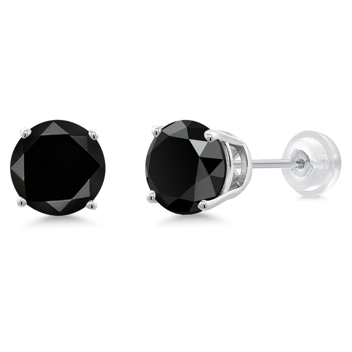 Gem Stone King 14K Gold Round Gemstone Birthstone Stud Earrings | Round 8MM | Solid Gold Earrings For Women Men