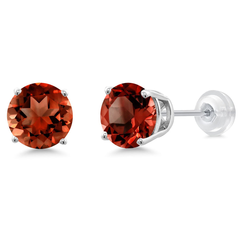 Gem Stone King 14K Gold Round Gemstone Birthstone Stud Earrings | Round 8MM | Solid Gold Earrings For Women Men