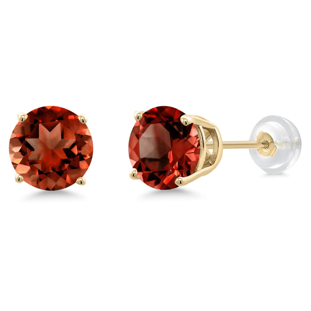 Gem Stone King 14K Gold Round Gemstone Birthstone Stud Earrings | Round 8MM | Solid Gold Earrings For Women Men