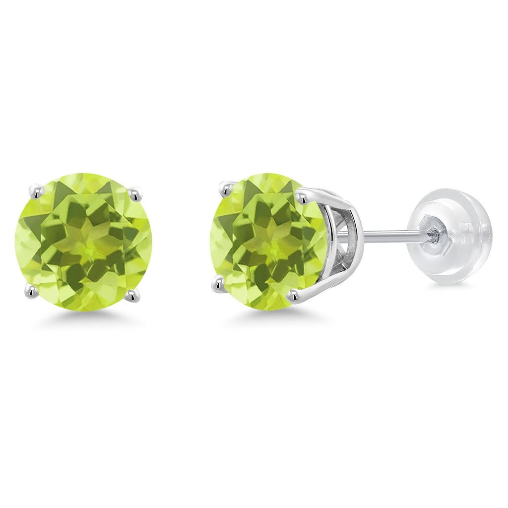 Gem Stone King 14K Gold Round Gemstone Birthstone Stud Earrings | Round 8MM | Solid Gold Earrings For Women Men