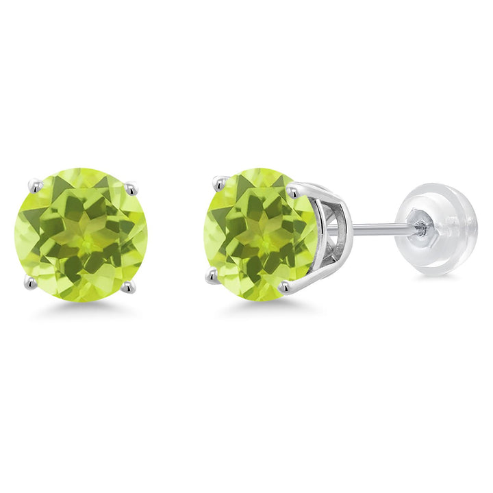 Gem Stone King 14K Gold Round Gemstone Birthstone Stud Earrings | Round 8MM | Solid Gold Earrings For Women Men
