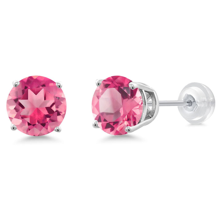 Gem Stone King 14K Gold Round Gemstone Birthstone Stud Earrings | Round 8MM | Solid Gold Earrings For Women Men