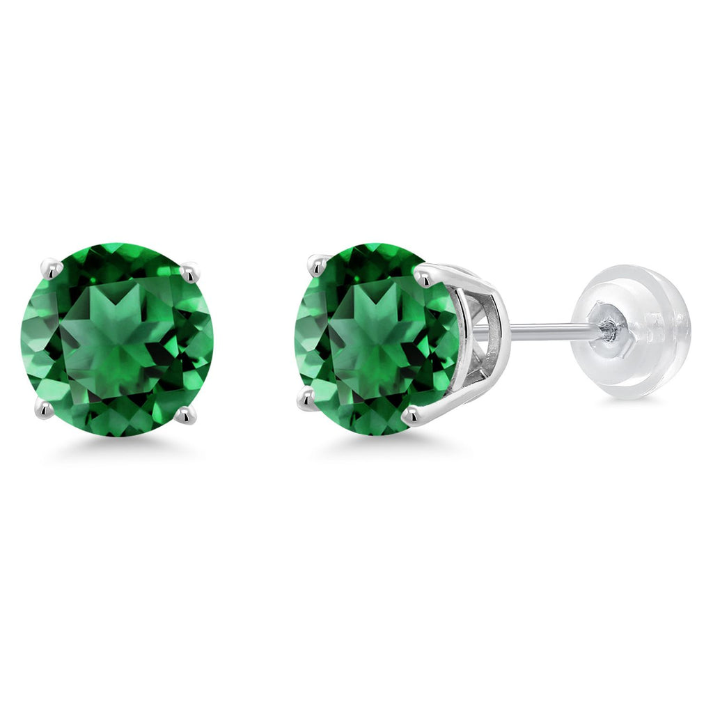 Gem Stone King 14K Gold Round Gemstone Birthstone Stud Earrings | Round 8MM | Solid Gold Earrings For Women Men