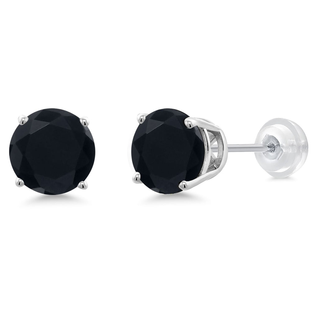 Gem Stone King 14K Gold Round Gemstone Birthstone Stud Earrings | Round 8MM | Solid Gold Earrings For Women Men