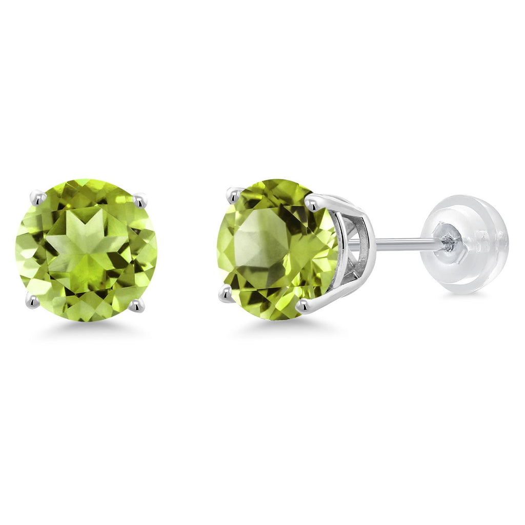 Gem Stone King 14K Gold Round Gemstone Birthstone Stud Earrings | Round 8MM | Solid Gold Earrings For Women Men